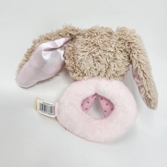 Dan Dee Plush Bunny Baby Rattle With Pink Polka Dot Bow - Picture 5 of 7